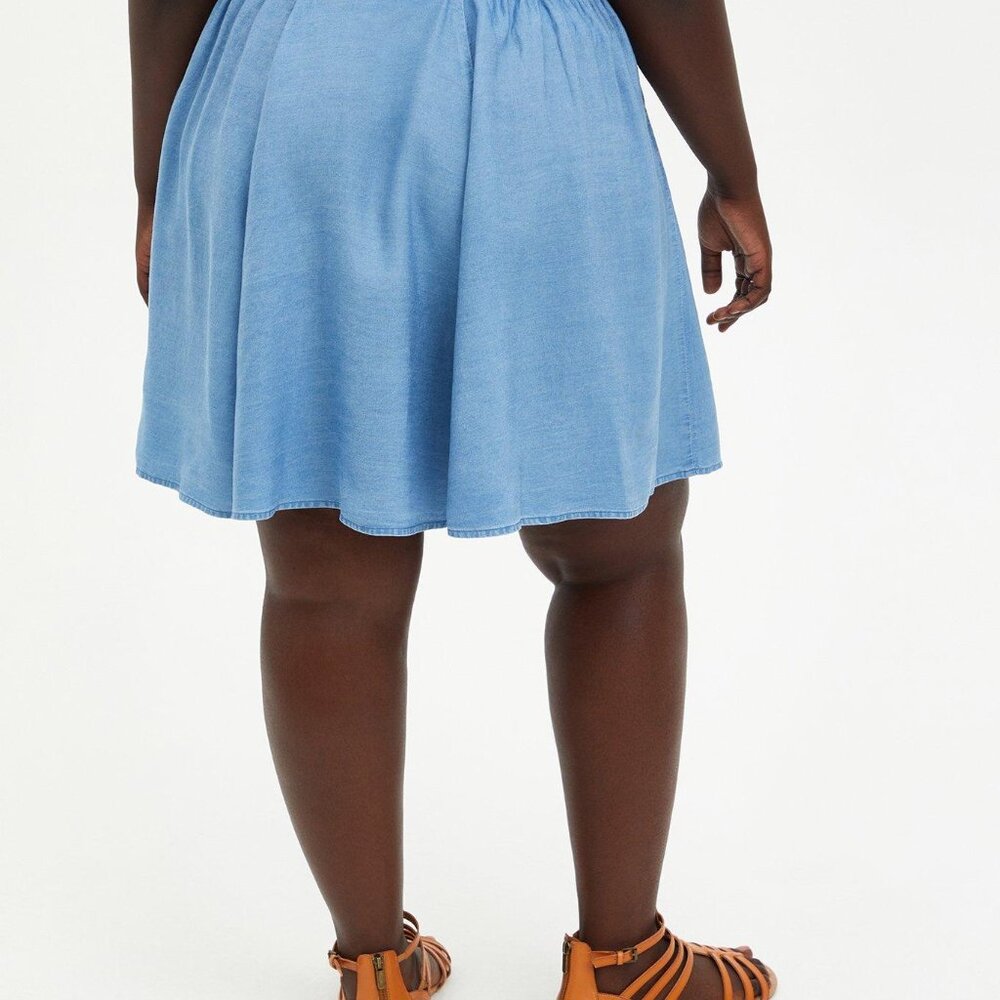 Torrid Chambray Blue Mini Skater Skirt 6X - Picture 3 of 5